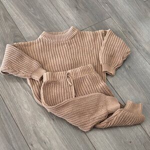 Cozy Chunky Knit Sweater & Jogger Set - Beige 18-24 month